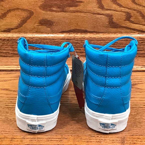 Vans Sk8 Slim Neon Leather Neon Blue Shoes - Picture 5 of 8